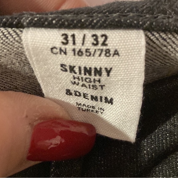 &Denim 360* Stretch Black Wash High Waist Skinny Jeans,‎ size 31 x 32 - Picture 13 of 13